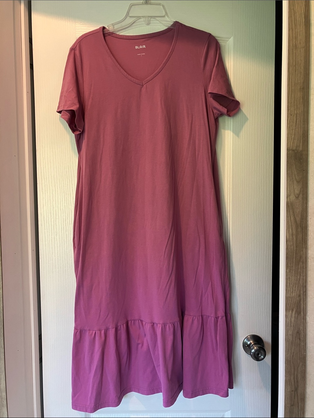 Blair Women's Mauve V-Neck Tiered Midi Dress - Soft Everyday Style